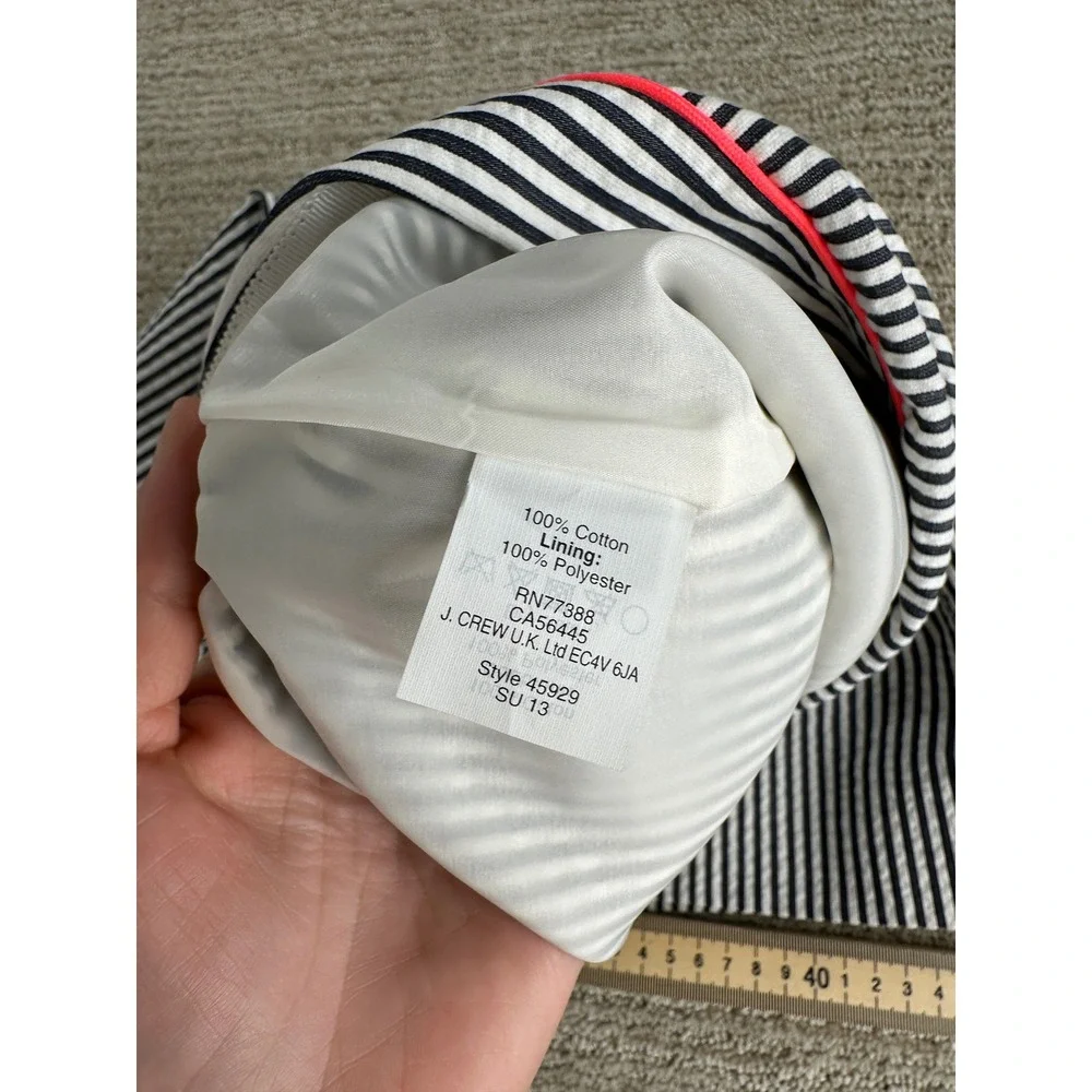 J.Crew No. 2 Pencil Skirt 6 Navy White Striped Seersucker Pink Trim 45929